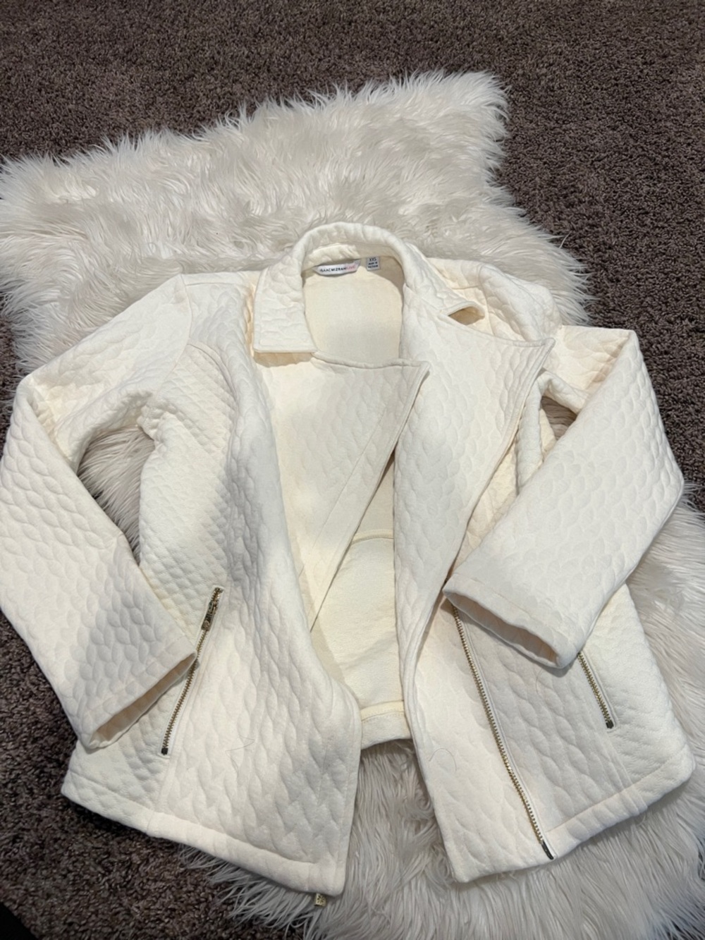 Isaac Mizrahi Cream Quilted Blazer Jacket